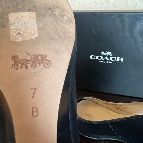 Coach Cala Semi Matte Calf Black Size 7 wedge open toe - Picture 4 of 7